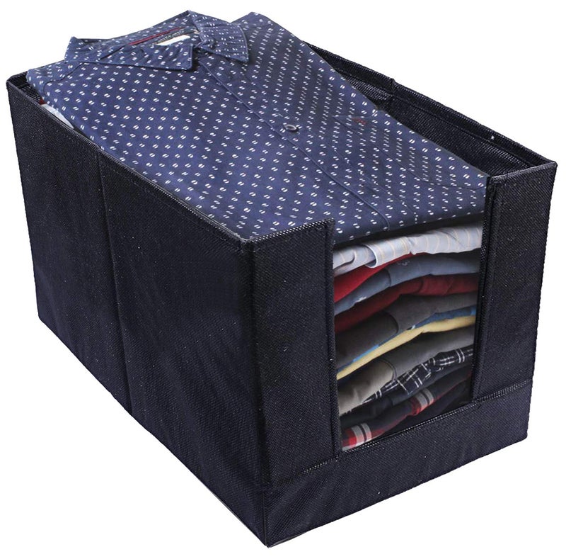 Kuber Industries Non Woven Shirt Stacker Wardrobe Organizer Set, (Black, 6 Pieces, CTKTC031834) - Image 2
