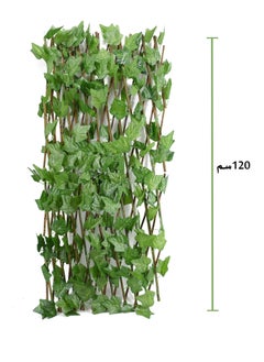 DRAMA HOME Bamboo Wooden Fence With Artificial Plants Green 120 Centimeter  - Image 1