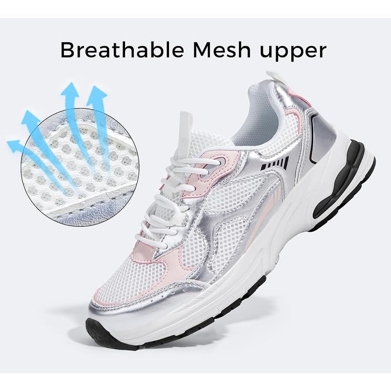 LUCKY STEP Women's Platform Chunky Fashion Sneakers Mesh Casual Running Tennis Workout Sport Work Trendy Athletic Walking Shoes - Image 3