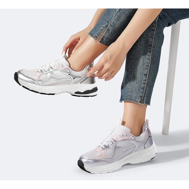 LUCKY STEP Women's Platform Chunky Fashion Sneakers Mesh Casual Running Tennis Workout Sport Work Trendy Athletic Walking Shoes - Image 2