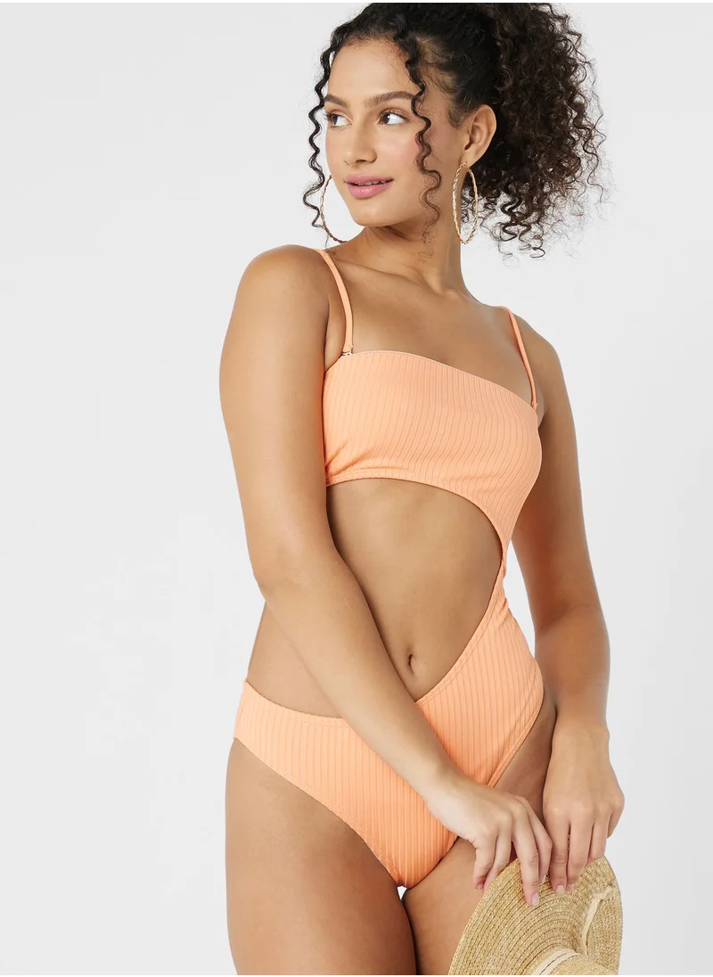 Cotton On Body High Leg Cut Out Detail Swimsuit
