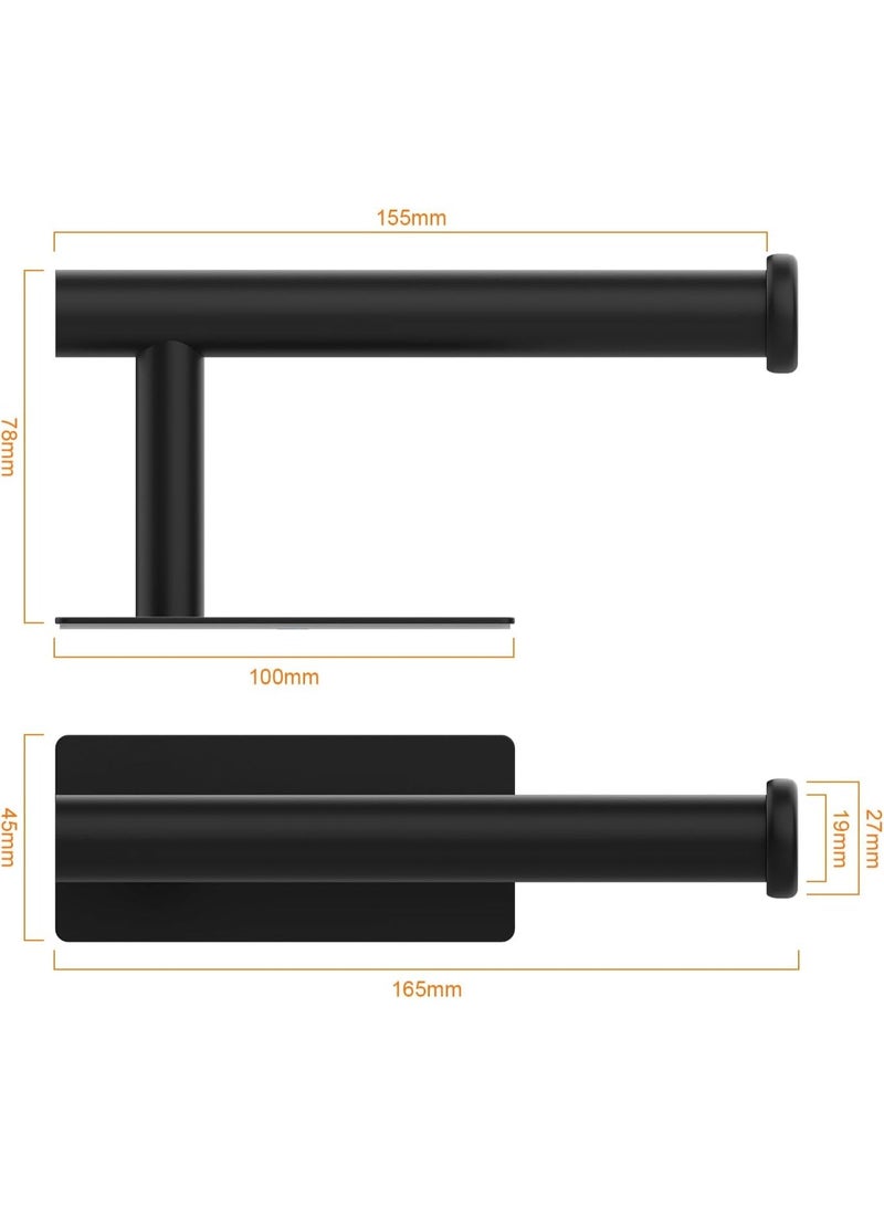 حامل ورق التواليت بالكروم الأسود MK34052B، مثبت على الحائط، ملصق ذاتي، مقاوم للماء، بدون حفر للحمام والمطبخ. - Image 3