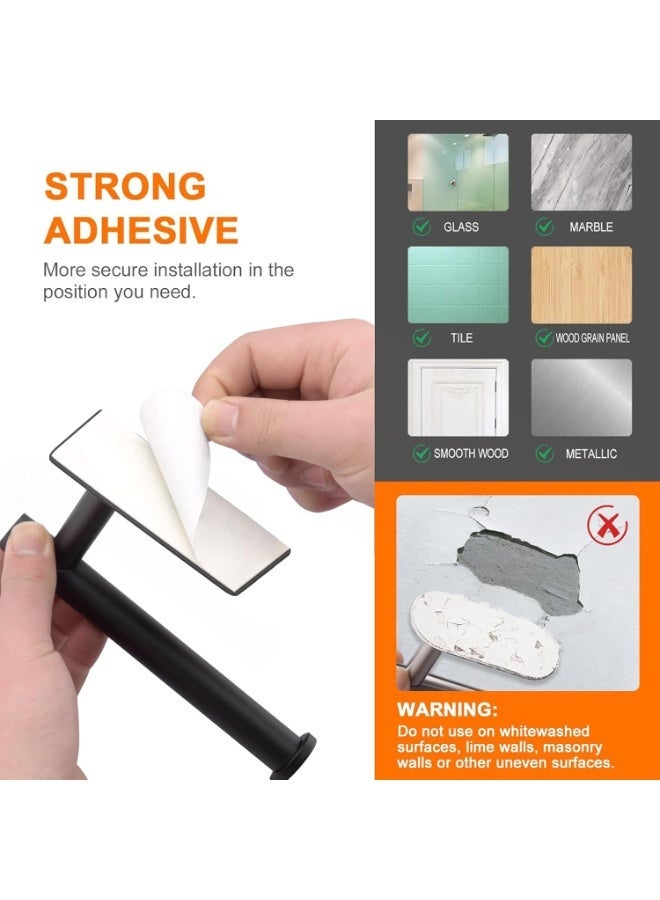 حامل ورق التواليت بالكروم الأسود MK34052B، مثبت على الحائط، ملصق ذاتي، مقاوم للماء، بدون حفر للحمام والمطبخ. - Image 4