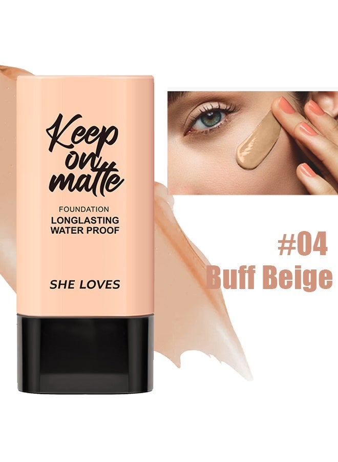 شيلافز كريم أساس سائل غير لامع لا تشوبه شائبة ، حافظ على اللون غير اللامع طويل الأمد للماء كريم أساس سائل للمكياج يشعر بخفة الوزن ومريح قابل للبناء كريم أساس خافي عيوب طبيعي لا تشوبه شائبة لتغطية الاحمرار # 04 برتقالي بيج - Image 2