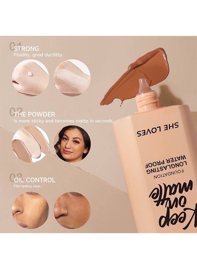 شيلافز كريم أساس سائل غير لامع لا تشوبه شائبة ، حافظ على اللون غير اللامع طويل الأمد للماء كريم أساس سائل للمكياج يشعر بخفة الوزن ومريح قابل للبناء كريم أساس خافي عيوب طبيعي لا تشوبه شائبة لتغطية الاحمرار # 04 برتقالي بيج - Image 4