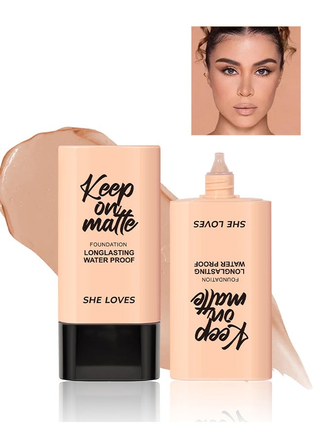 شيلافز كريم أساس سائل غير لامع لا تشوبه شائبة ، حافظ على اللون غير اللامع طويل الأمد للماء كريم أساس سائل للمكياج يشعر بخفة الوزن ومريح قابل للبناء كريم أساس خافي عيوب طبيعي لا تشوبه شائبة لتغطية الاحمرار # 04 برتقالي بيج - Image 1