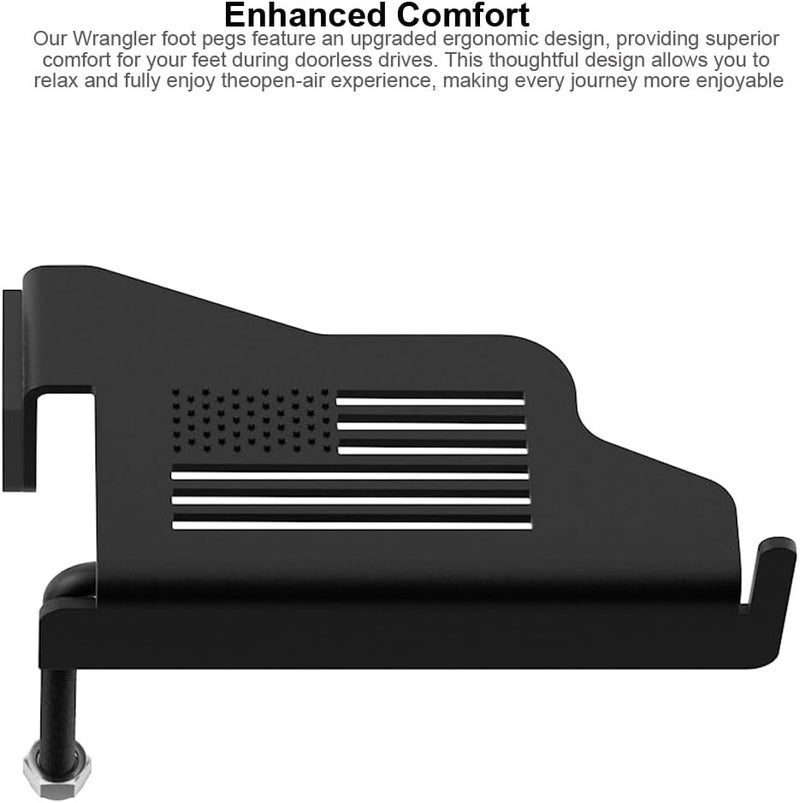 Moker Door-off Foot Pegs for Jeep Wrangler - Exterior Door Hinge Mounted Pedal Set of 2 Metal Powdercoated Bolt On Installation,Compatible with Jeep Wrangler JK JL Gladiator JT 2007-2024 - Image 3