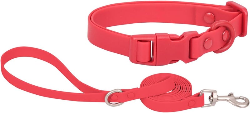 Ovale Waterproof Dog Collar Leash Combo Set, Durable and Easy to Clean, for Medium Dogs.(M, Red) - Image 1