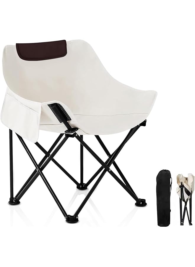 PROMASS كراسي تخييم قابلة للطي قوية مع جيوب جانبية، خفيفة الوزن وقابلة للنقل، تدعم حتى 200 كجم للصيد، التخييم، النزهات، الشواء، الشاطئ والأنشطة الخارجية