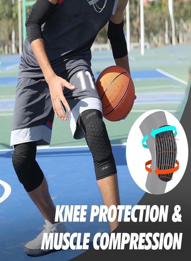 Supervek Padded Compression Knee Sleeves for Men Women | Knee Cap for men with Grid EVA Foam Protection | Knee Support for men | Volleyball Basketball Dancing Gym (OG, L/XL - 2 Pack) - Image 3
