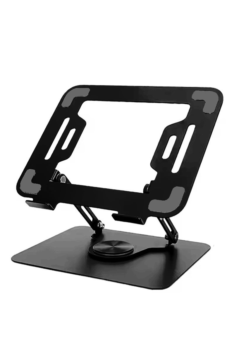 High-quality metal iPad tablet holder with stable base and adjustable design - 360-degree rotation and flexible height - Durable material supports mobile and iPad tablet for a comfortable and safe user experience in the office or home - Black - Image 1