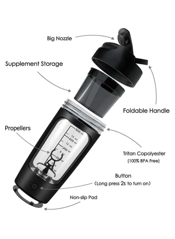 Electric Protein Shaker Bottle With Protein Powder Storage Container For Protein Shakes Pre Workout Gym Blender Bottle USB Rechargeable  - Image 3