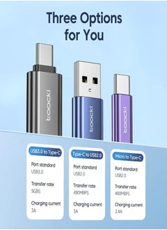 toocki USB 3.0 To Type C Adapter Micro To Type C Male To USB 2.0 Female Converter,3Pcs  - Image 4