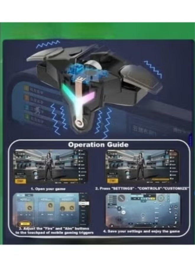 Mobile Gaming Triggers for iPhone/Android, Shooter Sensitive Controller Joysticks Aim  Fire Trigger for PUBG, COD, Fortnte, with RGB Light  Shooting Vibration Function, Zero Latency, 4 Burst Modes - Image 4