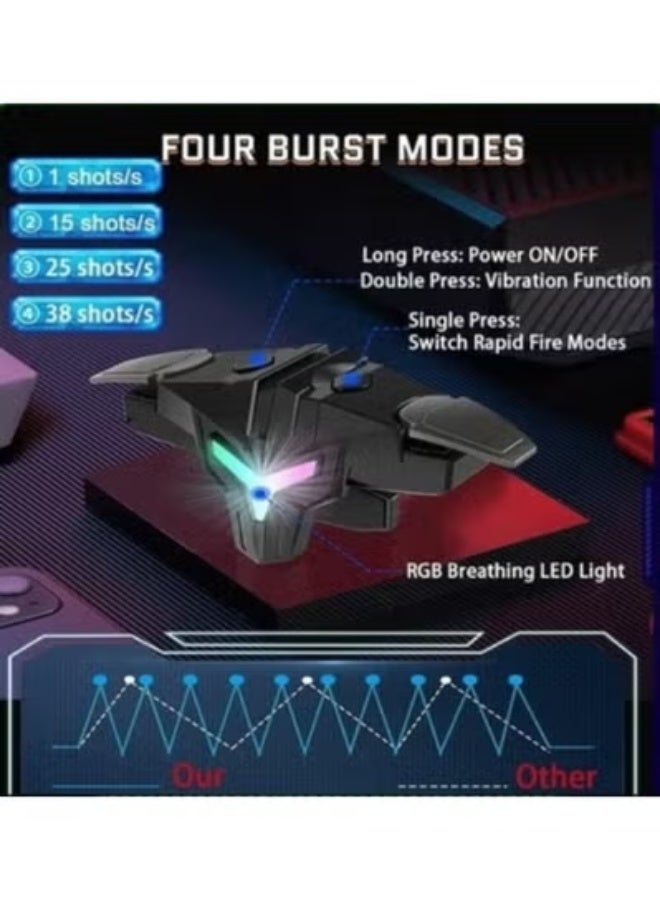 Mobile Gaming Triggers for iPhone/Android, Shooter Sensitive Controller Joysticks Aim  Fire Trigger for PUBG, COD, Fortnte, with RGB Light  Shooting Vibration Function, Zero Latency, 4 Burst Modes - Image 3