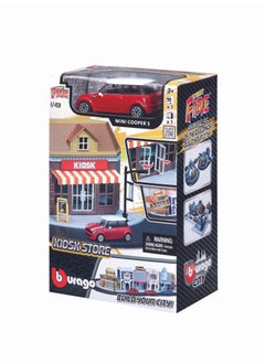 Bburago 1:43 حريق شارع Bburago City Kiosk Store بما في ذلك. 1 سيارة متنوعة الطراز قد تختلف  - Image 3