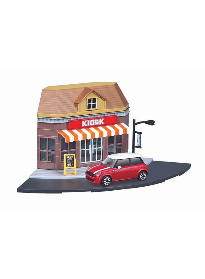 Bburago 1:43 Street Fire Bburago City Kiosk Store Incl. 1 Car Assorted Style May Vary - Image 1