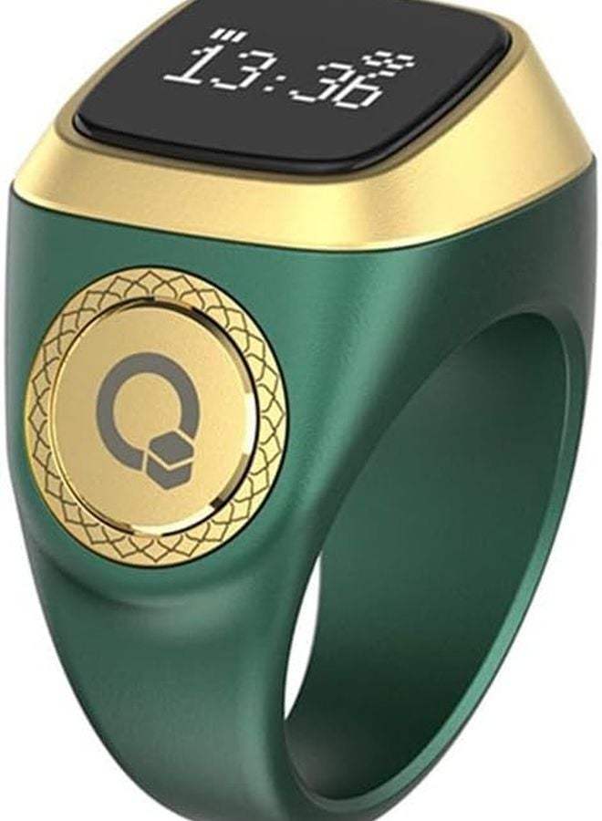 Smart Ring With Display Waterproof Digital Tasbih Counter Vibration Prayer Time Reminder 18mm Green - Image 1