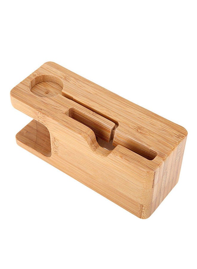 NIBEMINENT Bamboo Wood Dock Charger Holder Stand for Apple iWatch and iPhone Brown  - Image 5