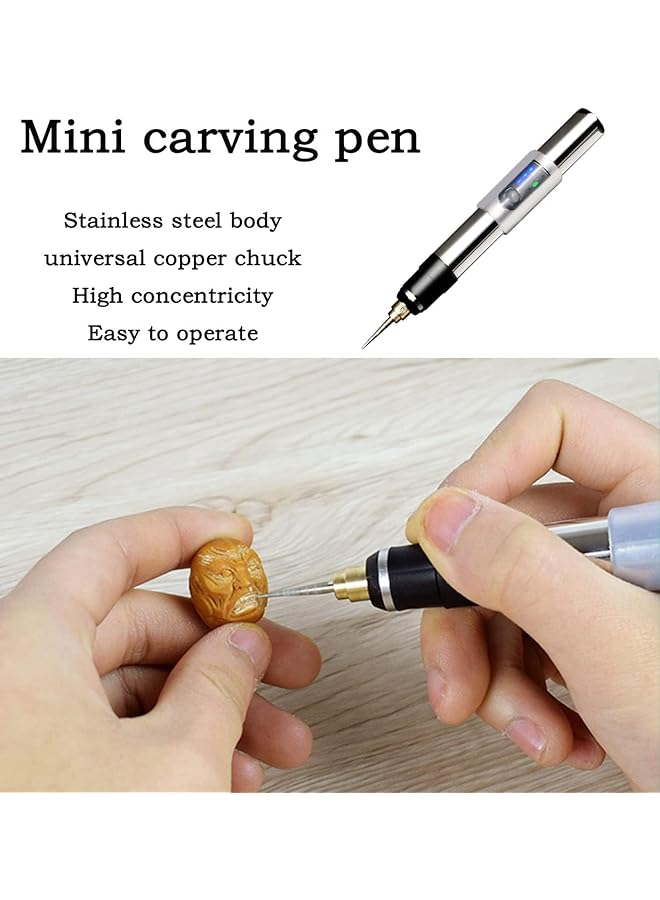 إيروريكس مجموعة أدوات دوارة لقلم النقش الكهربائي، قلم نقش قابل لإعادة الشحن عبر USB مع واجهة من النوع C، أدوات نقش صغيرة محمولة، قلم نقش دوار DIY لنحت المجوهرات الزجاجية، دوار - Image 3