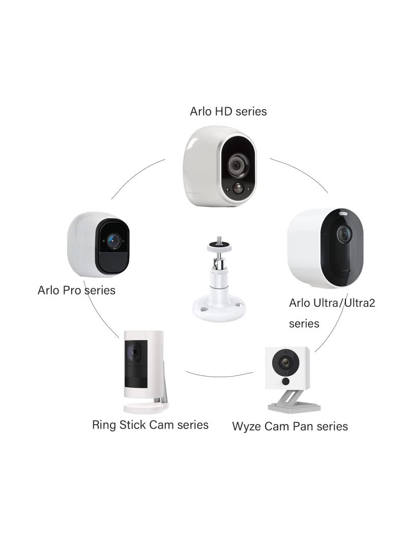 360-Degree Adjustable Security Wall Mount Bracket for Arlo Pro/Pro 2/Pro 3/Pro 4, Ring Stick Up/Indoor Cam Battery, and Wyze Cam Pan/Outdoor (4-Pack, White) - Image 4
