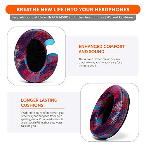WC Wicked Cushions PadZ - Thick & Soft Ear Pads for ATH M50X / M40X / SteelSeries Arctis/HyperX Cloud & Alpha/Logitech G Pro X/Compatible with Over 50 Headphones | Speed Racer - Image 4