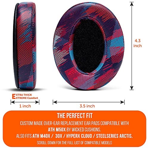 WC Wicked Cushions PadZ - Thick & Soft Ear Pads for ATH M50X / M40X / SteelSeries Arctis/HyperX Cloud & Alpha/Logitech G Pro X/Compatible with Over 50 Headphones | Speed Racer - Image 5