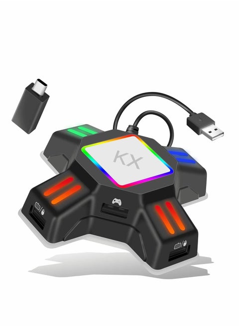 محول لوحة مفاتيح الماوس، محول وحدة التحكم في الألعاب لمحول لوحة المفاتيح المحمولة USB 2.0 متوافق مع PS4/Xbox One/N-Switch/PS3