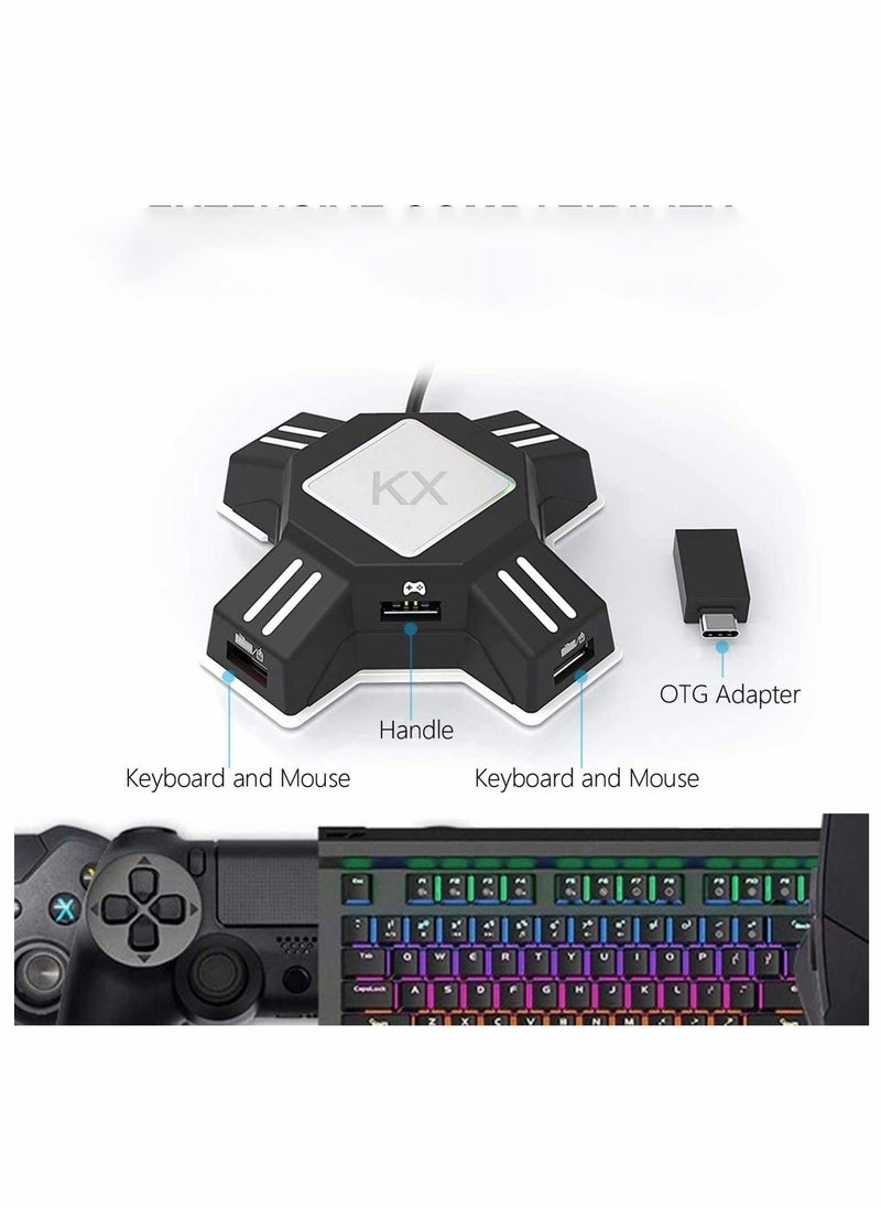 Excefore - محول لوحة مفاتيح الماوس، محول وحدة التحكم في الألعاب لمحول لوحة المفاتيح المحمولة USB 2.0 متوافق مع PS4/Xbox One/N-Switch/PS3 - Image 1