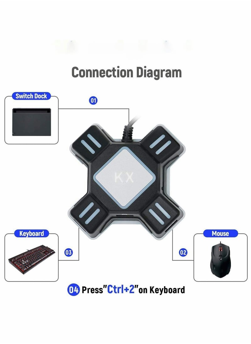 Excefore - محول لوحة مفاتيح الماوس، محول وحدة التحكم في الألعاب لمحول لوحة المفاتيح المحمولة USB 2.0 متوافق مع PS4/Xbox One/N-Switch/PS3 - Image 1