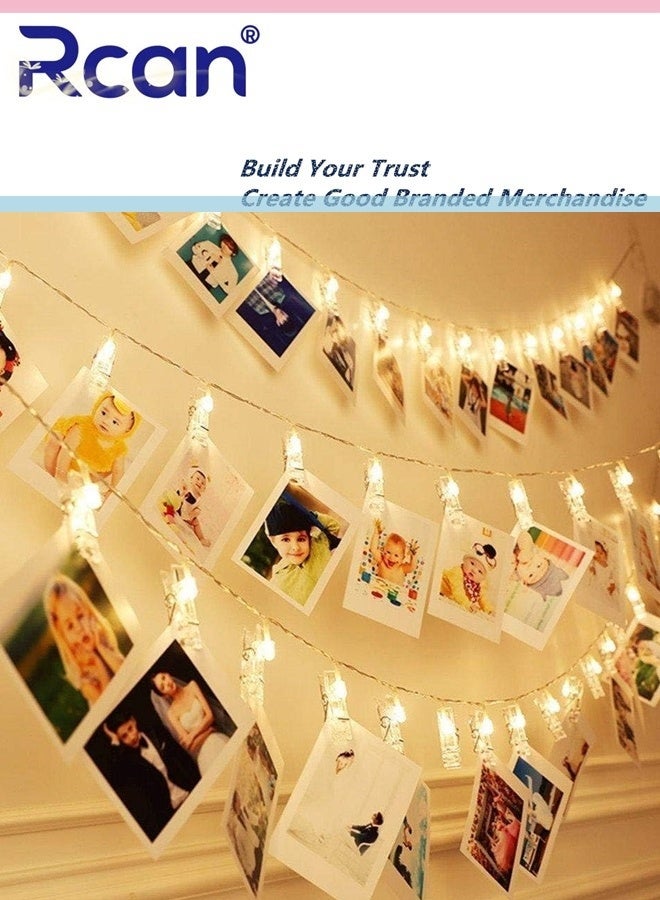 Rcan 20 LED Photo Clip Copper String Lights Twinkle Starry Lights Battery Powered Hang Pictures Cards Bedroom Wall Decorations for Home Bedroom Wall Party Wedding Decor - Image 1