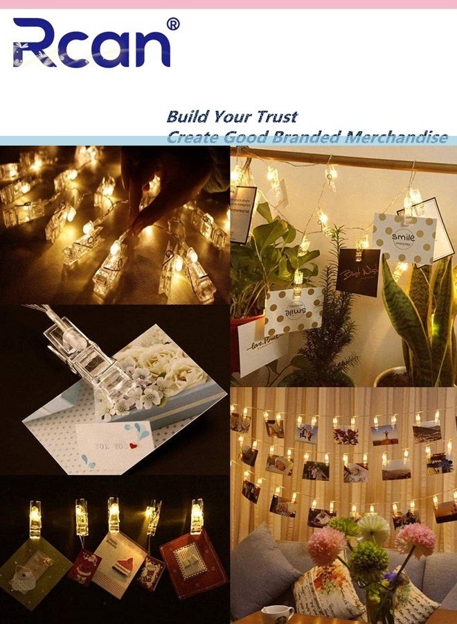Rcan 20 LED Photo Clip Copper String Lights Twinkle Starry Lights Battery Powered Hang Pictures Cards Bedroom Wall Decorations for Home Bedroom Wall Party Wedding Decor - Image 3