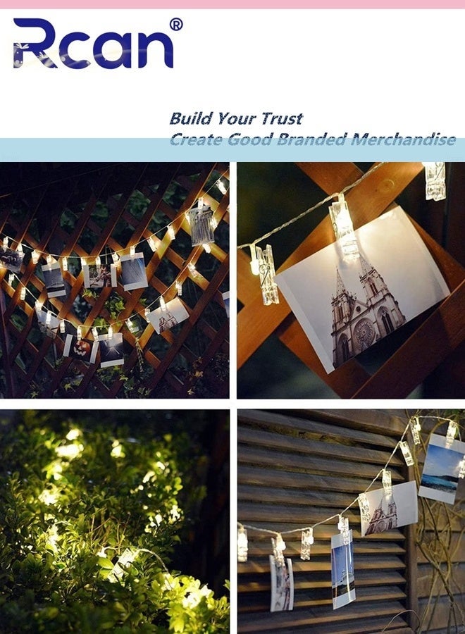 Rcan 20 LED Photo Clip Copper String Lights Twinkle Starry Lights Battery Powered Hang Pictures Cards Bedroom Wall Decorations for Home Bedroom Wall Party Wedding Decor - Image 4
