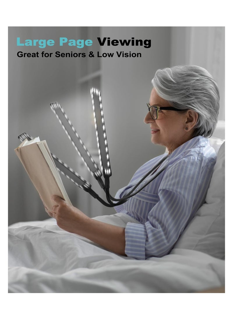 KASTWAVE 5X Hands Free Magnifying Glass with Light, Neck Wear Magnifier for Close Work, Full Book Page Magnifier Flexible Gooseneck Magnifier for Reading Books Seniors, Repair, Sewing, Low Vision Elderly  - Image 3