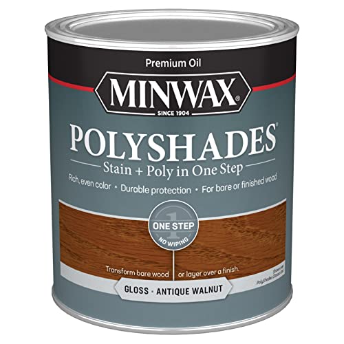 Minwax PolyShades Wood Stain + Polyurethane Finish – Quart, Antique Walnut, Gloss 32 Fl Oz (Pack of 1), Brown - Image 1