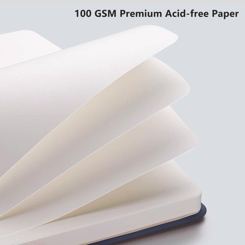 Rettacy Blank Journal Notebook  192 Pages  A5 Medium Size (5.7'' X 8.3'')  Leather Hardcover  100 Gsm Thick Paper  For Sketching  Drawing  Painting (Navy Blue) - Image 3
