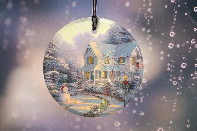 تريند سيترز Trend Petters Thomas Kinkade - Night قبل عيد الميلاد - 3.5 Starfire Prints Accound Glass Print Assactory - تزيين مثالي للهدايا والتجميع - Image 2