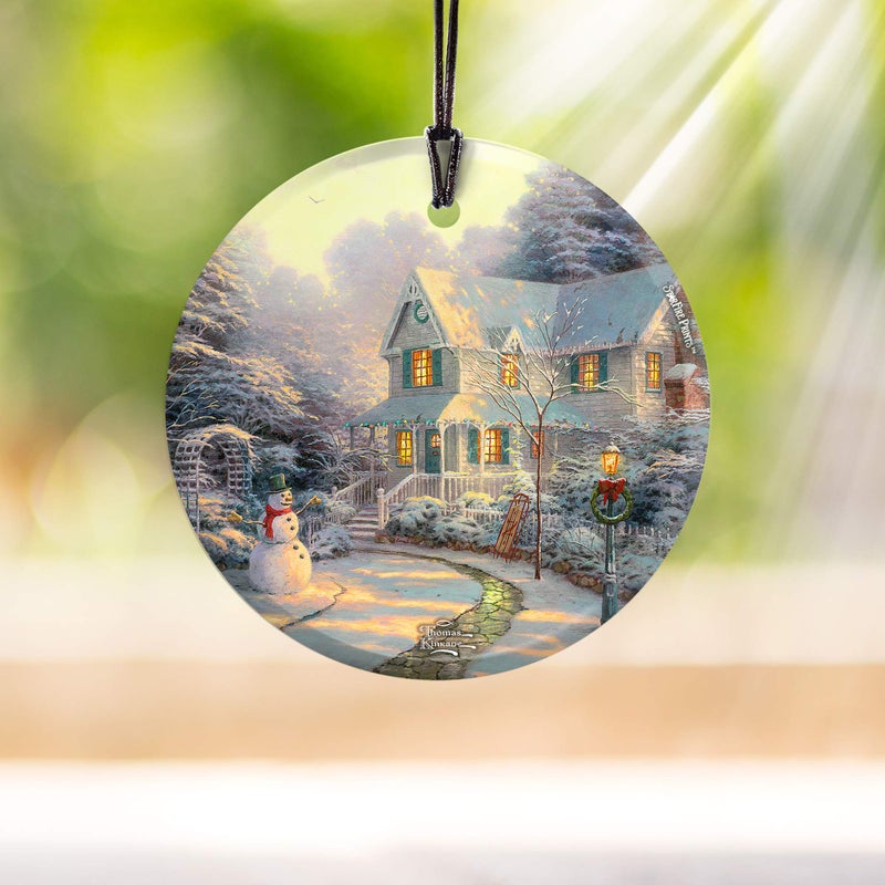 تريند سيترز Trend Petters Thomas Kinkade - Night قبل عيد الميلاد - 3.5 Starfire Prints Accound Glass Print Assactory - تزيين مثالي للهدايا والتجميع - Image 4