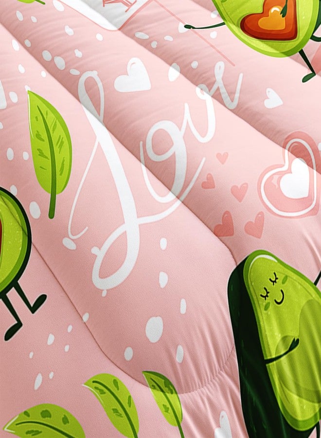 AILONEN Kawaii Avocado Comforter Set Twin Size,Pink Love Cute Avocado Bedding Set for Kids Women,Fruit Printed Bed in a Bag Pink Comforter and 2 Pillowcases for Room Decor,3 Pieces - Image 4