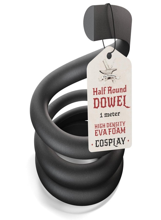 The Foamory High Density EVA Foam Dowel/Bevel - 1 Meter Cosplay Craft Material - Multiple Shapes - Multiple Diameters 5-40mm - Black (Single Pack - 5mm Diameter - Half-Round Dowel) - Image 1