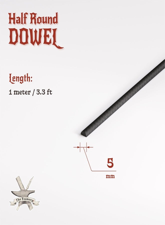 The Foamory High Density EVA Foam Dowel/Bevel - 1 Meter Cosplay Craft Material - Multiple Shapes - Multiple Diameters 5-40mm - Black (Single Pack - 5mm Diameter - Half-Round Dowel) - Image 2