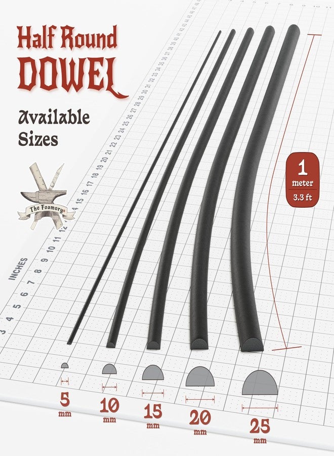 The Foamory High Density EVA Foam Dowel/Bevel - 1 Meter Cosplay Craft Material - Multiple Shapes - Multiple Diameters 5-40mm - Black (Single Pack - 5mm Diameter - Half-Round Dowel) - Image 3