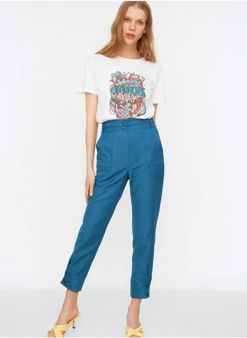 trendyol Button Detail High Waist Pants