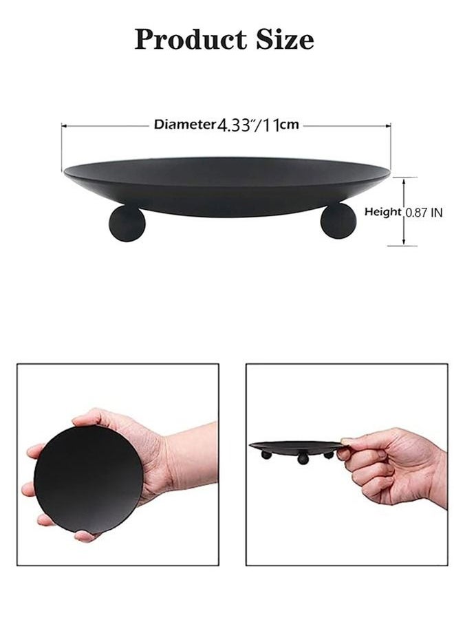 Arabest 2 Pcs Iron Plate Candle Holder, Decorative Iron Pillar Candle Plate, 4.3 inches D x 0.87 inches H, Pedestal Candle Stand for LED & Wax Candles, Incense Cones, Spa - Image 3