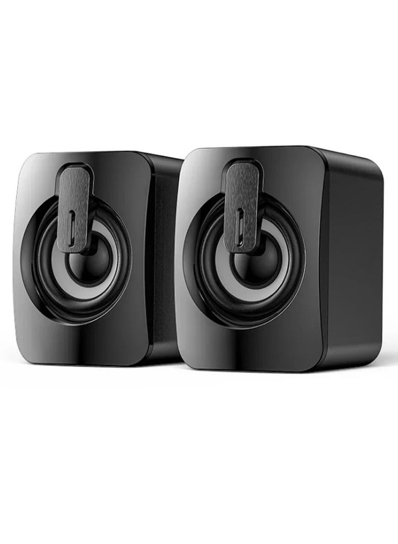 Computer Speakers, USB Hifi Stereo PC Sound Box, Lightweight And Portable Desktop Loudspeaker, High Quality Sound Speakers For Computer Laptop Mobile Phone, (1pc, Black) - Image 1