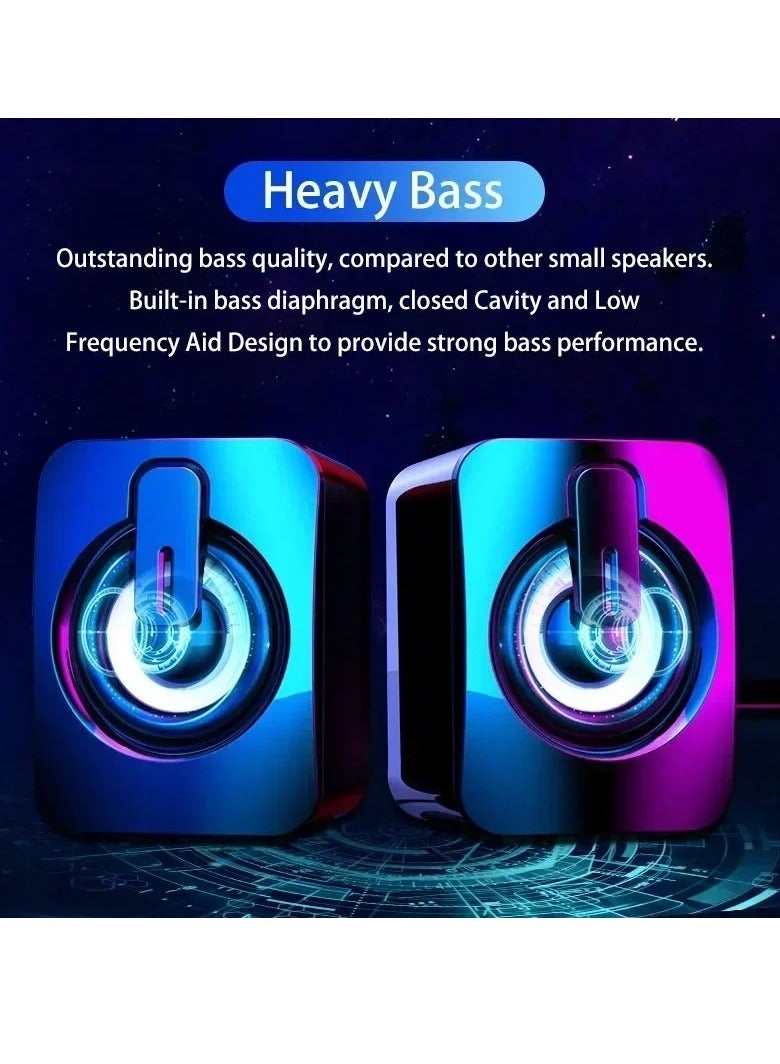 Computer Speakers, USB Hifi Stereo PC Sound Box, Lightweight And Portable Desktop Loudspeaker, High Quality Sound Speakers For Computer Laptop Mobile Phone, (1pc, Black) - Image 4