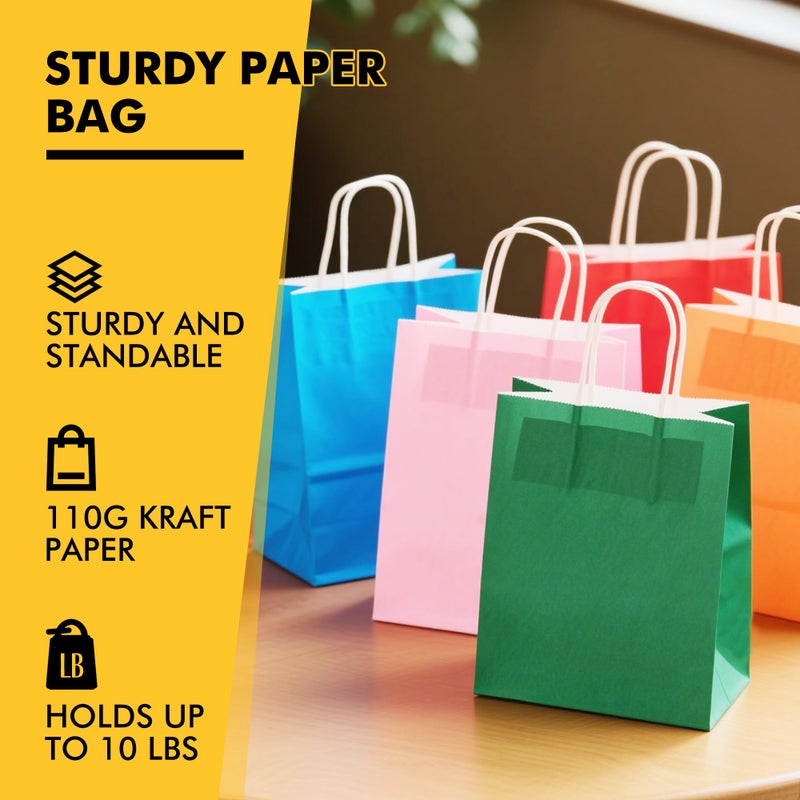 RACETOP 32 Pack Small Paper Gift Bags with Handles, 5.8"Ã—3.2"Ã—8.25" Kraft Paper Party Favor Bags Bulk for Kids Birthday, Baby Shower, Crafts, Wedding, Party Supplies (8 Colors) - Image 5