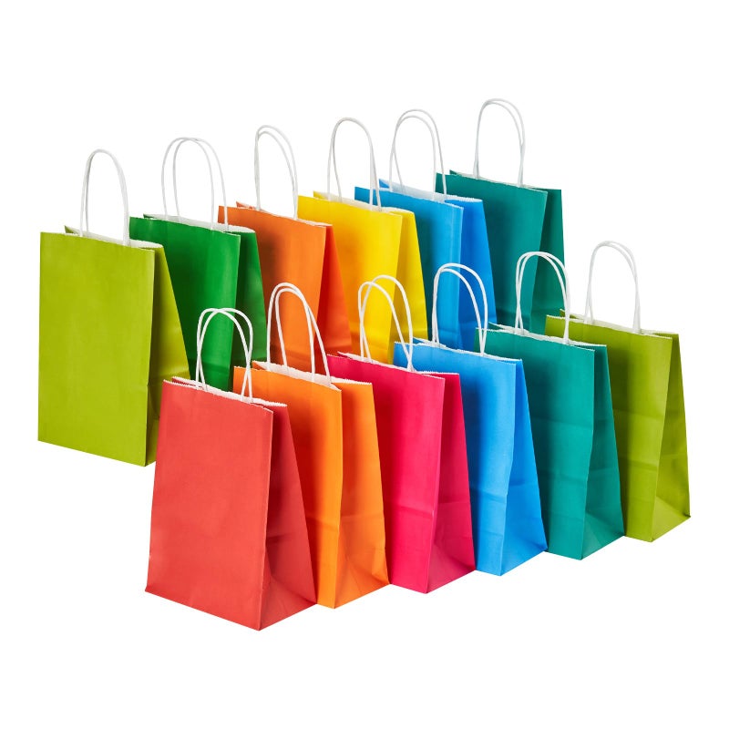 RACETOP 32 Pack Small Paper Gift Bags with Handles, 5.8"Ã—3.2"Ã—8.25" Kraft Paper Party Favor Bags Bulk for Kids Birthday, Baby Shower, Crafts, Wedding, Party Supplies (8 Colors) - Image 1