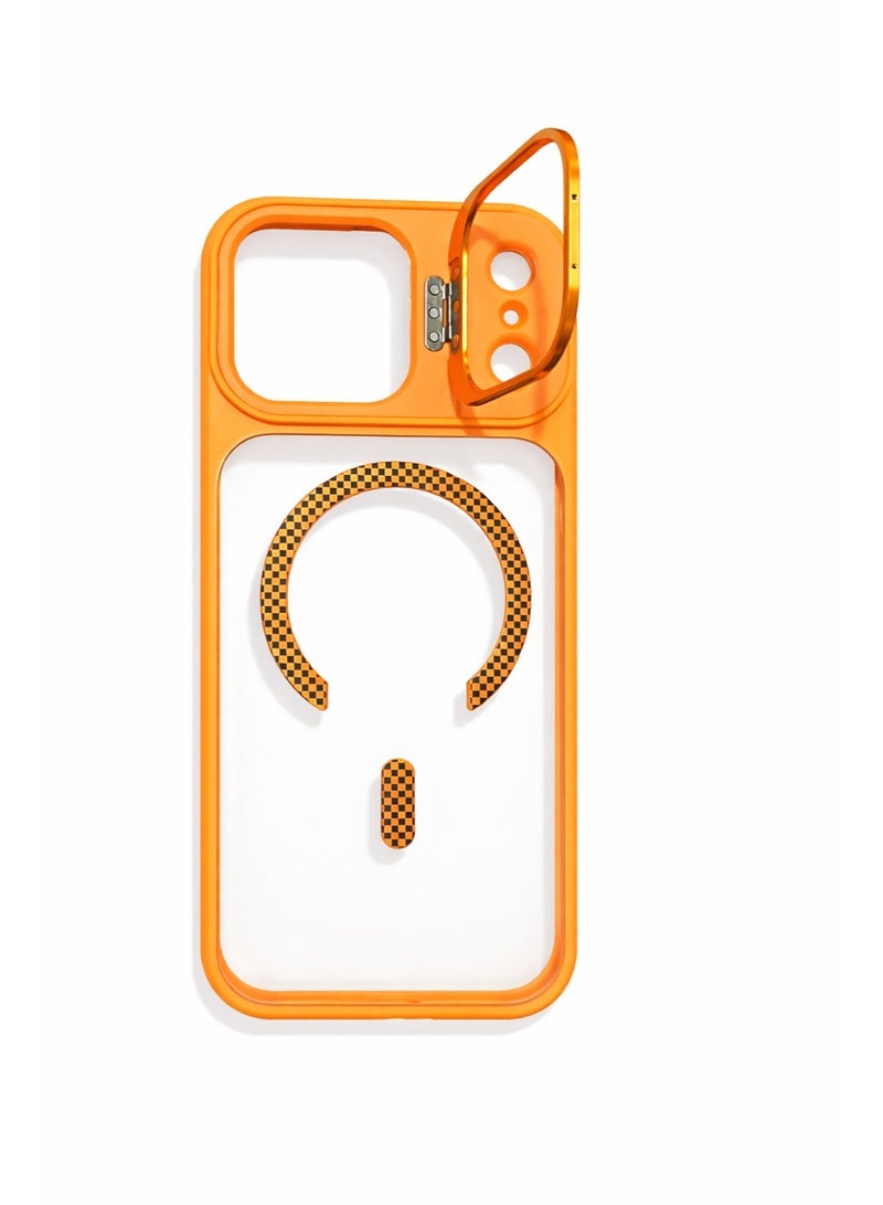 VR CREATIVE Rugged MagSafe Protective Case for Apple iPhone 17 Pro with Sliding Camera Cover, Shockproof Design, Wireless Charging Compatible – Orange - Image 2