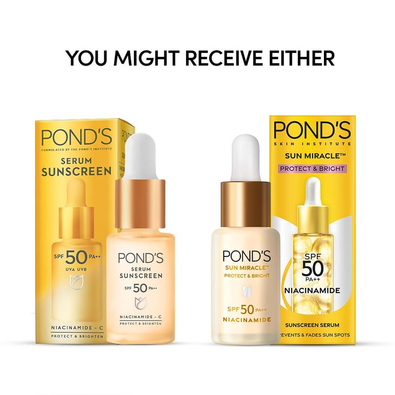 PONDS PONDS Sun Miracle SPF 50 PA Sunscreen Serum  Protect  Bright With 125 Niacinamide Prevent  Fade Dark Spots Lightweight No White Cast 14ml - Image 3